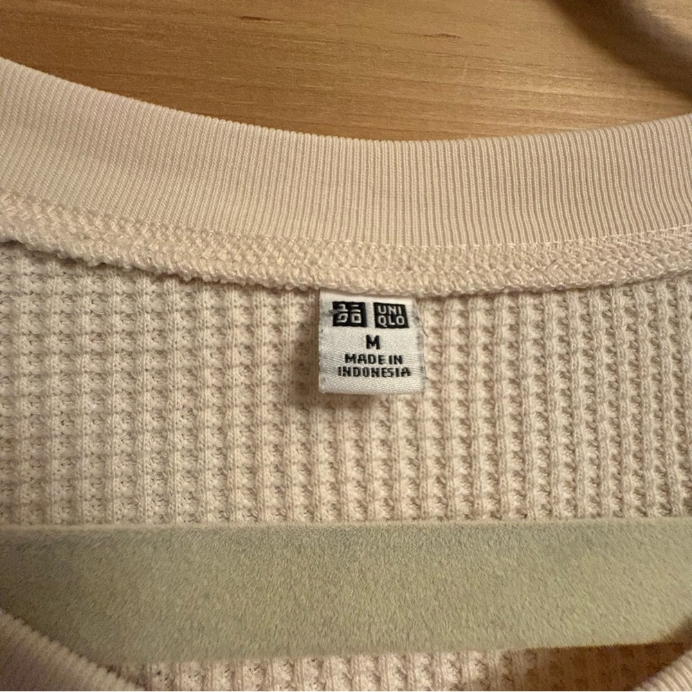 Uniqlo Cream Long Sleeve Waffle Knit Dress - Picture 2 of 6